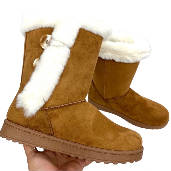 NEW SO Abigail Women's Chestnut Faux-Fur Winter Boots - Picture 4 of 9